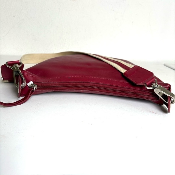 LAZARO Vintage Sporty Leather Shoulder Bag Stripe Strap Made in Argentina - Picture 11 of 16